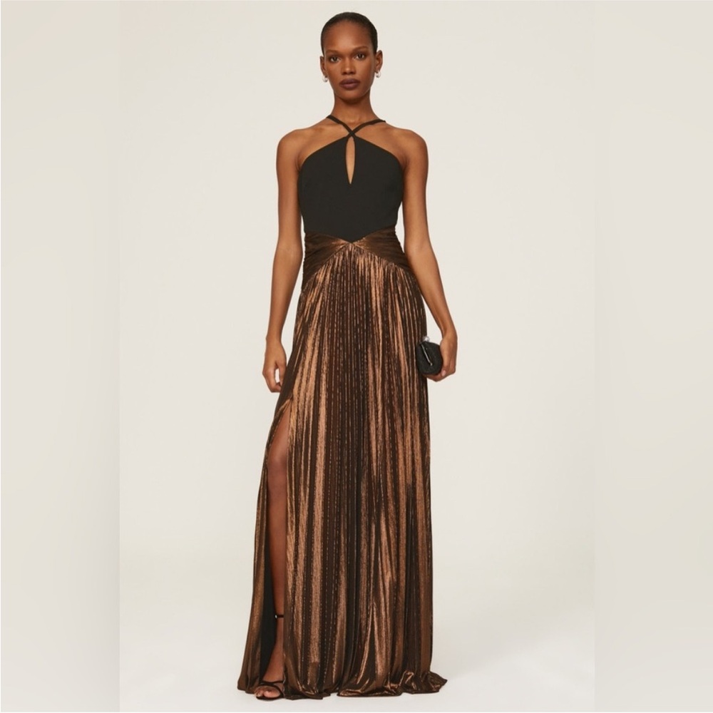 Elegant Black and Brown Evening Gown